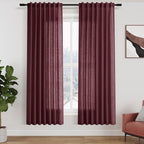 Nanspring Burgundy Curtains 72 Inch Length for Living Room Semi Sheer Light Filtering Door Drapes 2 Panels Set for Kids Bedroom Light Filtering Back Tab Rod Pocket Modern Farmhouse Decor 52x72