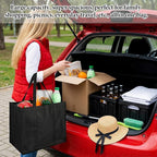 2 Pcs Foldable Reusable Grocery Bags With Reinforced Bottom & Handles, Heavy Duty Shopping Bags For Groceries, Black