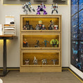 Display Cabinet with Acrylic Glass Doors,3-Tiers Curio Cabinet with LED Lighting for Collectibles, Collectibles Toy Organizers Rack & Display Shelf Display Case Storage Cabinet, Nature