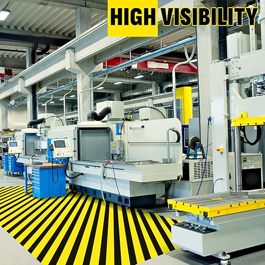 2'' x 200 FT Black & Yellow Caution Tape Roll, Safety Tape, Black & Yellow Floor Marking Tape, High Adhesive Hazard Tapes for Floors, Walls, Staircase, Pipes, Equipment, Dangerous Area