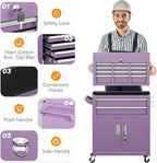INTERGREAT Tool Chest, Assembled 8-Drawers Rolling Tool Chest with Wheels, Detachable Top Tool Box, Tool Cabinet for Repair Room,Warehouse, Rolling Tool Box with Hooks,Tray Divider,Liners(Purple)