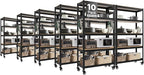 HOMEDANT House 5-Tier Metal Rolling Cart Shelf Rack Casters Heavy Duty Laminated Wheel Shelving Unit Adjustable Utility Storage Shelves Organizer Shelf Kitchen Garage (10, (M) 36.2" W, Black)