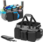 LoDrid Large Professional Cleaning Caddy with Detachable Divider, Supply Organizer with Handle and Shoulder Strap, Cleaning Bags for Housekeepers & Cleaners, Black