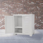 Sunnydaze Freestanding Garage Storage Cabinet with Doors - Indoor Utility Storage Cabinet - 25.5" H - Garage, Office, Home, Laundry Room - Speckled White