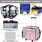 Extra Large Rolling Cleaning Caddy Bag with Detachable, Foldable Trolley Portable Cleaning Cart for Housekeeping Cleaning Caddy with Adjustable Shoulder Strap and Multiple Storage Pockets