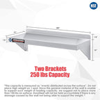 DuraSteel Heavy Duty Wall Mount Shelf - 36" Wide x 14" Deep Classic Stainless Steel Wall Floating Shelves - NSF Metal Storage Wall Shelves - For Commercial Kitchen, Laundry Room, Garage, Food Truck