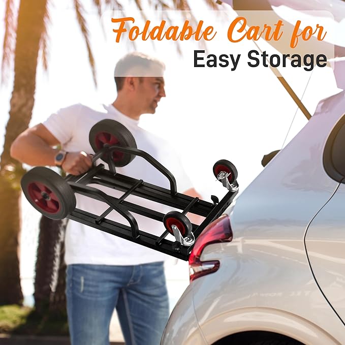 Pyle Adjustable Professional Equipment Multi-Cart - Compact 8-in-1 Folding Multi-Cart, Foldable and Lightweight, Hand Truck/Dolly/Platform Cart, Extends Up to 27.52'' to 44.25'' - Pyle PKEQ48