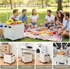 Foldable Utility Cart ，Folding Shopping carts，Collapsible cart with Stair Climbing Wheels, 8 Wheel Shopping cart，Collapsible Rolling Crate with Telescoping Handle (Grey, 17.32 * 17.13 * 30.12)