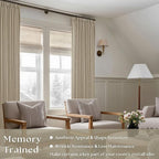 Greige 80 Inches Long Linen Curtains for Living Room Pinch Pleat Hooks for Living Room Back Tab Thick Linen Textured Pleated Drapes Light Filtering Tan Taupe Bedroom Window Curtains 80 Inch Length