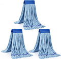 Matthew Cleaning Microfiber Tube Mop(Large,Blue,3Pack) Heavy Duty Mop Head Replacement,Excellent Absorbency,Premium launderability,Reusable,Loop end for Home,Commercial&Industrial Use