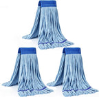 Matthew Cleaning Microfiber Tube Mop(Large,Blue,3Pack) Heavy Duty Mop Head Replacement,Excellent Absorbency,Premium launderability,Reusable,Loop end for Home,Commercial&Industrial Use