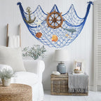 2 Pack Fish Net Decorations, 80x40 Inch Haze Blue Fishing Net Decor for Under The Sea Hawaiian Beach Them Party, 3mm Thick Natural Cotton Versatile Nautical Netting for Party Wall Table Ceiling Decor