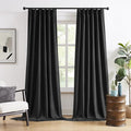 Pinch Pleated Blackout Curtains/Drapes 138 Inch Length,Back Tab with Hooks, Thermal Insulated Energy Efficient Draperies for Hall Living Room Back Tab,(Black, 2 Panels,40" W x 138" L, 11.5 FT)