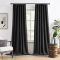 Pinch Pleated Blackout Cabin & Drapes 100 Inch Length with Hooks for Track System, Blackout Thermal Insulated Window Curtains for Living Room, 40W x 100L 2 Panels, Back Tab, Black