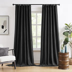 Pinch Pleated Blackout Curtains/Drapes 150 Inch Length,Back Tab with Hooks, Thermal Insulated Energy Efficient Draperies for Hall Living Room Back Tab,(Black, 2 Panels,40" W x 150" L, 12.5 FT)