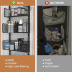 Over The Door Organizer, 8-tier Metal Door Organizer Hanging with Adjustable Baskets, Behind The Door Storage for Bedroom Closet Bathroom Pantry Cabinet Kitchen, Black
