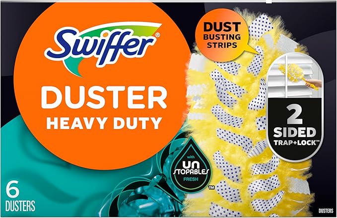 Swiffer Dusters Heavy Duty, Multi-Surface Duster Refills for Cleaning, Unstopables, 24 Count (4 Packs of 6)