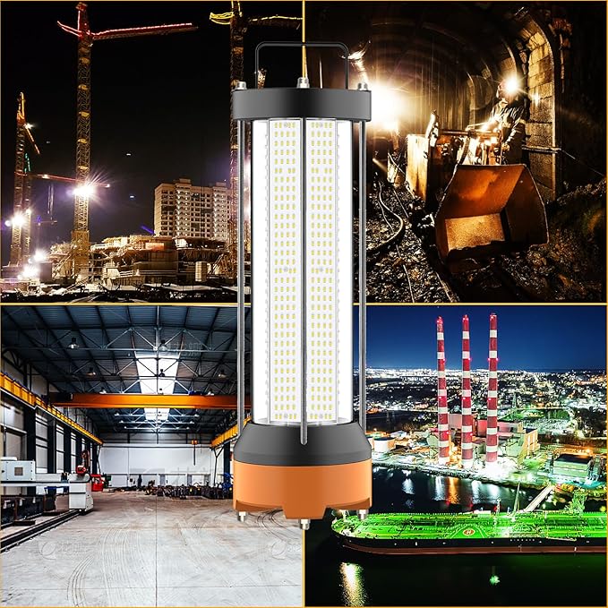 400W LED Temporary Work Light, 56000 LM 5000K Daylight White IPX8 Waterproof Job Site Construction Lighting, High-Brightness Portable Temp Lighting for Outdoor and Industrial Use