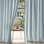 MIULEE Non-See-Through Privacy Linen Curtains 2 Panels, Light Filtering Window Curtains Farnhouse Textured Back Tab Semi Sheer Drapes for Bedroom Living Room, 52 x 108 Inches Long, Stone Blue