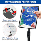 4 Pack Sign Holder Stands - 8.5 x11 inch Standing Sign Stand, Adjustable Poster Sign Holder Pedestal Floor Sign Stand, Aluminum Snap Open Frame for Vertical & Horizontal View Sign Stand, Black