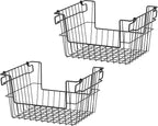 TRINITY 2-Pack Stackable Metal Wire Storage Baskets With Handles, Black, 14 Inches