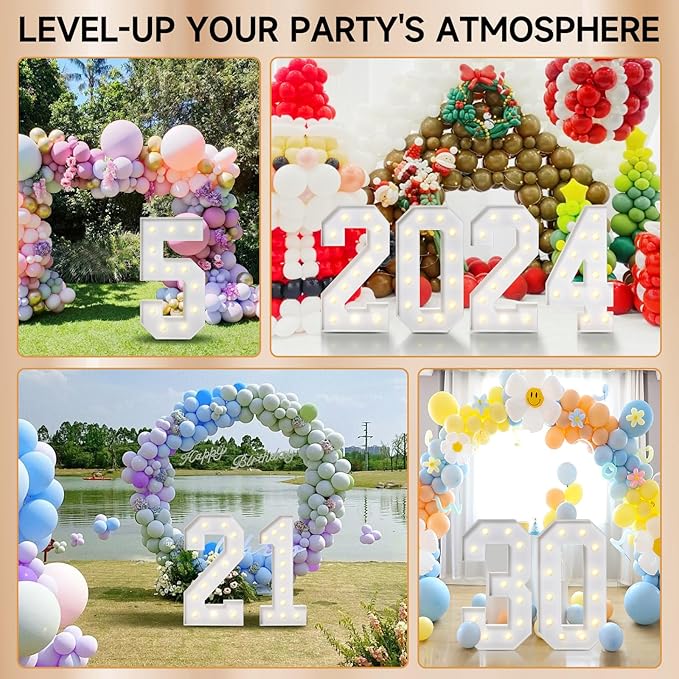 4FT Marquee Numbers, Large Light Up Numbers 0 for 10th 20th 30th Birthday Party Decorations, Giant Light Up Number for 2026 Graduation Prom Decor, 4 Feet Number 0 w/Lights DIY Kit