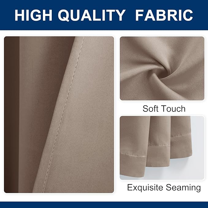 Hiasan Room Divider Curtains Patio Sliding Door Blackout Curtain Privacy Room Thermal Insulated Noise Reduction Panel with Back Tab & Rod Pocket for Bedroom Partition(80 x 84 Inches, Camel)