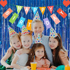 20 Pack Foil Curtain Backdrop Blue Metallic Tinsel Foil Fringe Curtains Photo Booth Props for Birthday Wedding Engagement Baby Shower Bachelorette Christmas Holiday Celebration Party Decorations