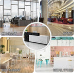 PLMOKN Wood Reception Desk Marble Stone with Checkout Retail Counter L Shaped Modern Mostrador para Negocio Office Desk Closed Front with Storage Drawers for Barber,Salon,Clothing Store