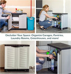 Sunnydaze Plastic Garage Storage Cabinet with Adjustable Shelf - 25.5" H - Garage, Office, Home, Laundry Room - Gray