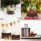 6 Pack Wooden Risers Display Stands with Mini Signs Square Food Risers for Buffet Party Rustic Wood Cake & Cupcake Stands Nesting Box Wooden Crates for Display