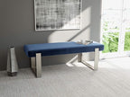 VANT Upholstered Bed Bench - Vintage Leather Grey Pewter - Brushed Nickel - Contemporary Modern, Bedroom Bench Seat, Hallway, or Entryway