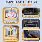 True & Tidy® TrueClean Spin Mop 2.0 w/Detachable Inner Bucket, Self Standing, Separates Clean and Dirty Water, Foldable Square Mop Head, Triple Jet Stream w/Hidden Brush, Replaceable 2pc Pads
