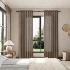 Light Brown Linen Curtains 90 Inch Length 2 Panels Set for Living Room Rod Pocket Back Tab Window Drapes Light Filtering Modern Farmhouse Curtain 90 Inches Long for Dining Room Bedroom 52x90