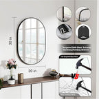 30x20 Mirror Runway Oval Wall Mounted Aluminum Alloy Metal Frame Rectangle Mirrors for Entryway Bedroom Bathroom Living Room 30 20 inch Black
