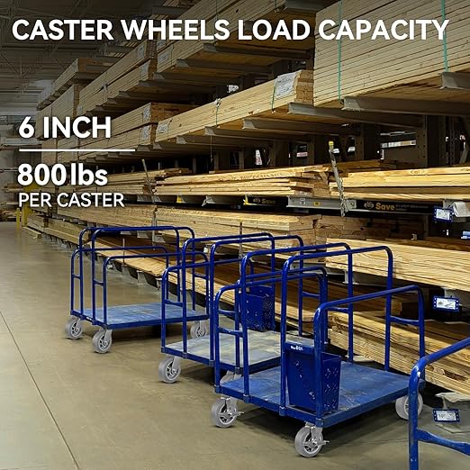 6'' × 2'' Caster Wheels, Heavy Duty Industrial Casters Set of 4 Rubber Wheels, Load 3600lbs Capacity, Swivel Caster for Cart Dolly Toolbox (2 Brake & 2 Rigid)