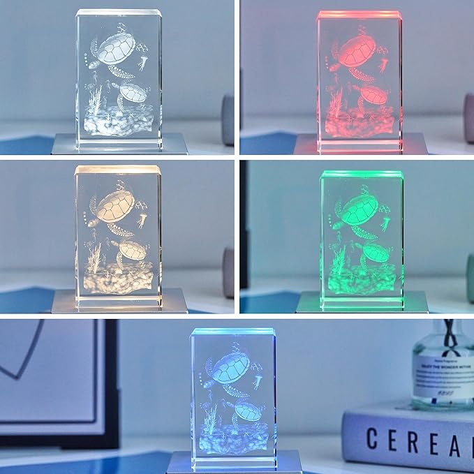 EUSTUMA LED Light Base Square Display Stand In A Variety of Colors,Lighted Up Stand Color Changing LED for 3D Glass Crystal Art,Holiday Party Decoration. (Small black, Small)