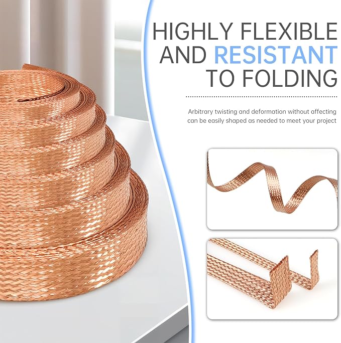 Copper Wire Loom - EMI/RFI Shielding Flexible Cable Management for Automotive Audio, Industrial Expandable Cables, Marine Wiring & Computer Case ﻿ (Pure Copper, 14mm (9/16")-6.56ft)