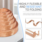 Copper Wire Loom - EMI/RFI Shielding Flexible Cable Management for Automotive Audio, Industrial Expandable Cables, Marine Wiring & Computer Case ﻿ (Pure Copper, 12mm (15/32")-16ft)