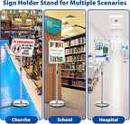 8.5x11 Adjustable Sign Holder Stand, Pedestal Poster Menu Stand, Heavy Duty Floor Standing Sign Stand Aluminum Display Stand for Vertical and Horizontal View Sign Holder, Black