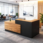 L-Shaped Reception Desk with Counter and Lockable Drawers and Storage Tall Modern Front Desk Reception Counter for Checkout Lobby Beauty Salon A Left 79inch/200cm