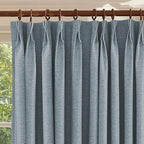 Textured Linen Pencil Pleated 100% Blackout Curtains for Bedroom/Living Room Blackout Curtains 120 Inches Long, Energy Saving Window Treatment Curtains,120Wx120Lx2,Grey Blue