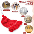 Nuogo 10 Pcs Commercial Mop Head Replacement Floor Cleaning Wet Heavy Duty Commercial Mop Refills General Cleaning(27.6 Inch,Red)