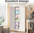 SISESOL Metal Storage Storage Cabinet with 5 Adjustable Shelves,White Metal Cabinet with Locking Doors,Steel Pantry Cabinet with Lock,71" Lockable Storage Cabinet for Home,Office,Garage,Kitchen,Shop