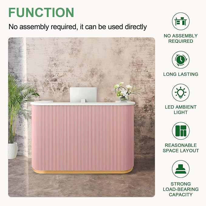 Small Reception Desk with Drawer and Cabinet Front Desk Receptionist Counter No Assembly Required Reception Room Tables Retail Checkout Counter for Shop Office Salon Lobby Green 59inch