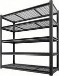 5 Tier Metal Shelving Unit, Adjustable Storage Shelves, 84" H x 55" W x 24" D Heavy Duty Garage Shelves for Warehouse, Basement, Kitchen, Pantry, Living Room, Black (5T 84 * 55 * 24)