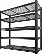 5 Tier Metal Shelving Unit, Adjustable Storage Shelves, 84" H x 55" W x 24" D Heavy Duty Garage Shelves for Warehouse, Basement, Kitchen, Pantry, Living Room, Black (5T 84 * 55 * 24)