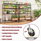 PrimeZone 55.5" W x 24" D x 80" H Heavy Duty Wire Storage Shelves with Wheels, 4 Tier Adjustable NSF Certified Garage Shelving Unit, Rolling Metal Organizer Shelf Rack for Warehouse, Pantry, Black