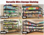 PrimeZone 60" W x 24" D x 76" H Heavy Duty Wire Storage Shelves with Wheels, 4 Tier Adjustable NSF Certified Garage Shelving Unit, Rolling Metal Organizer Shelf Rack for Warehouse, Pantry, 2 Packs