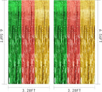 5 Pack Hawaii Party Backdrop Decorations Vibrant Summer Streamers Foil Fringe Curtains Metallic Tinsel Backdrop for Birthday Graduation Baby Shower Christmas Beach Holiday Party Decors